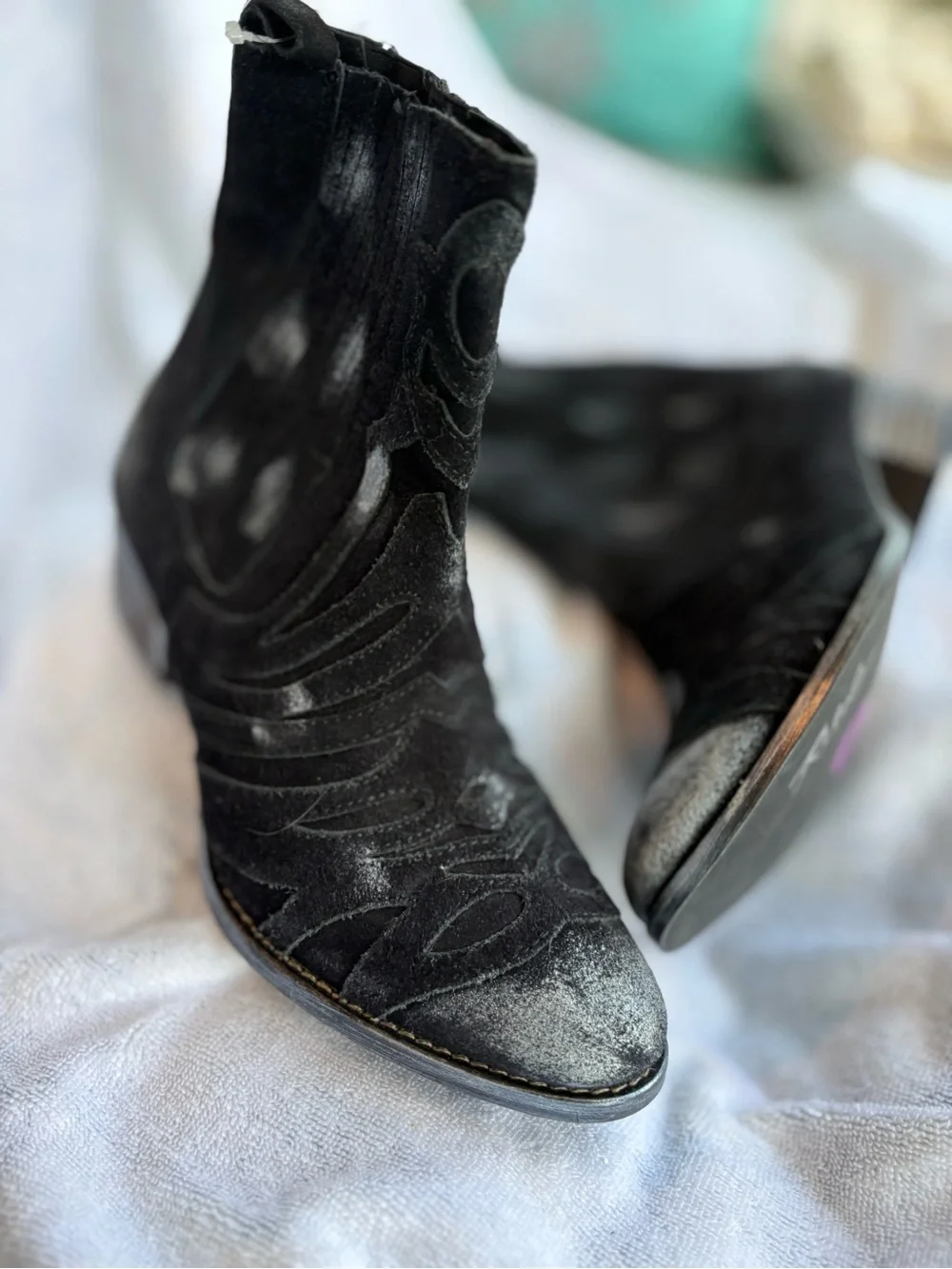 Black Suede Women's Ankle Boots - Size 8.5 Rebel Brand /BohoStyle never worn